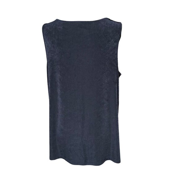 Chico's Shirt Size 3 XL Navy Blue Traveler Classic Side-Slit Tank India Ink - Picture 2 of 10